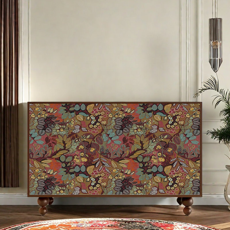 Commode et buffet peints pour hall d'entrée, Noyer / multicolore