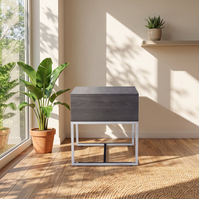 Table de bout à 1 tiroir en placage de chêne l 22 po x P 20 po x H 22 po Iban