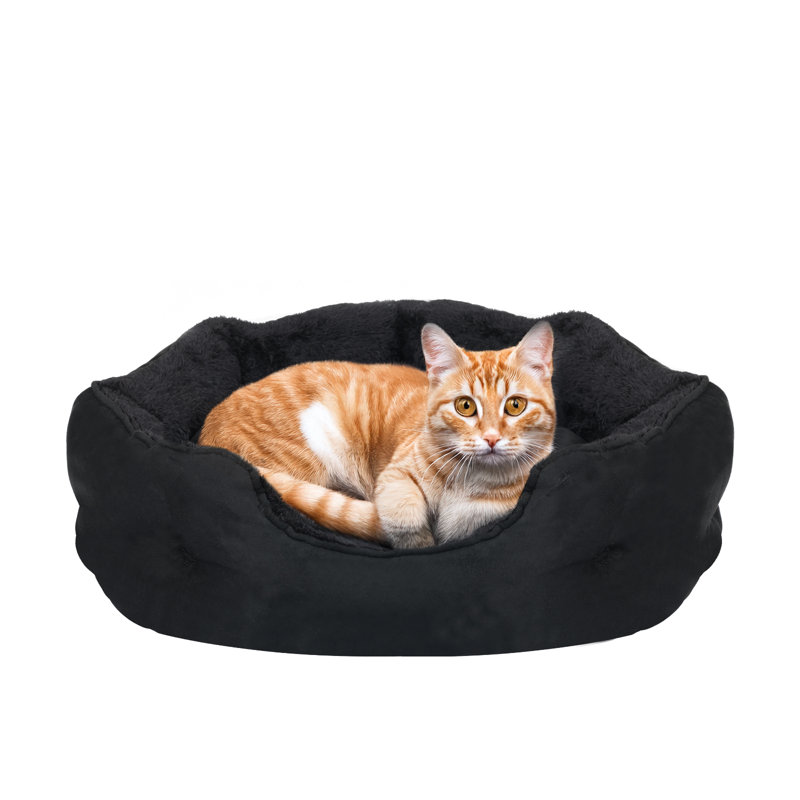 Lit rond pour chat, Petit (L 20 po x l 19 po), Noir