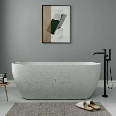 Baignoire de trempage extérieure autoportante en béton 63 po x 31 po Terrazzo