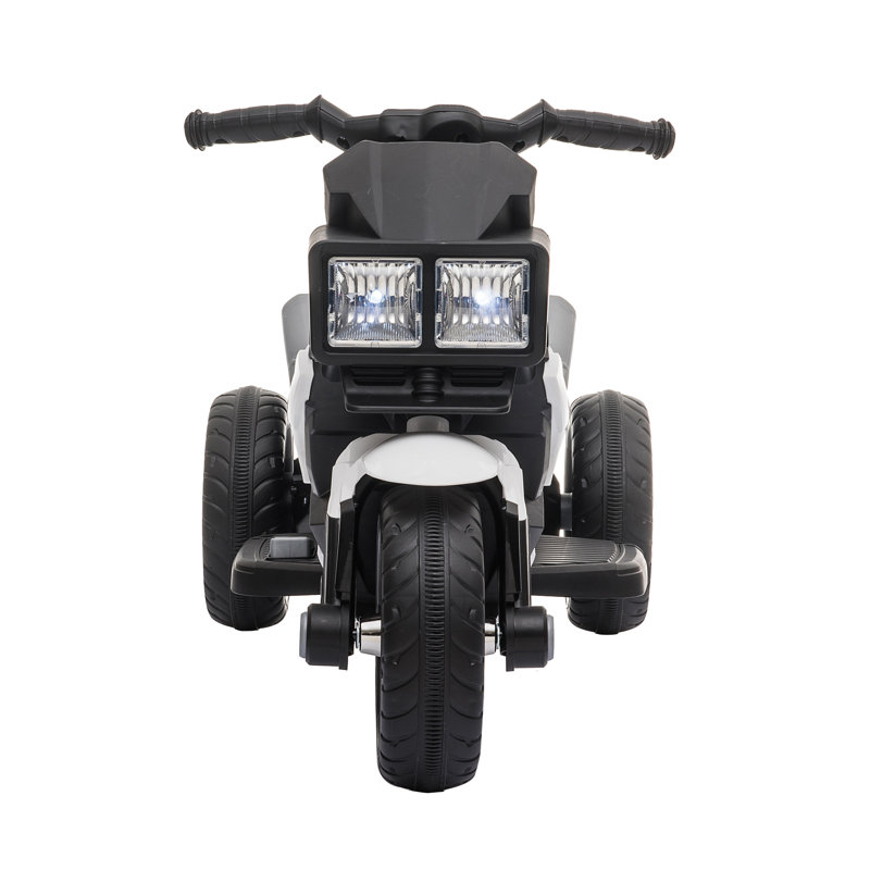 6V White Electric Ride-On Motorcycle with High-Traction Wheels