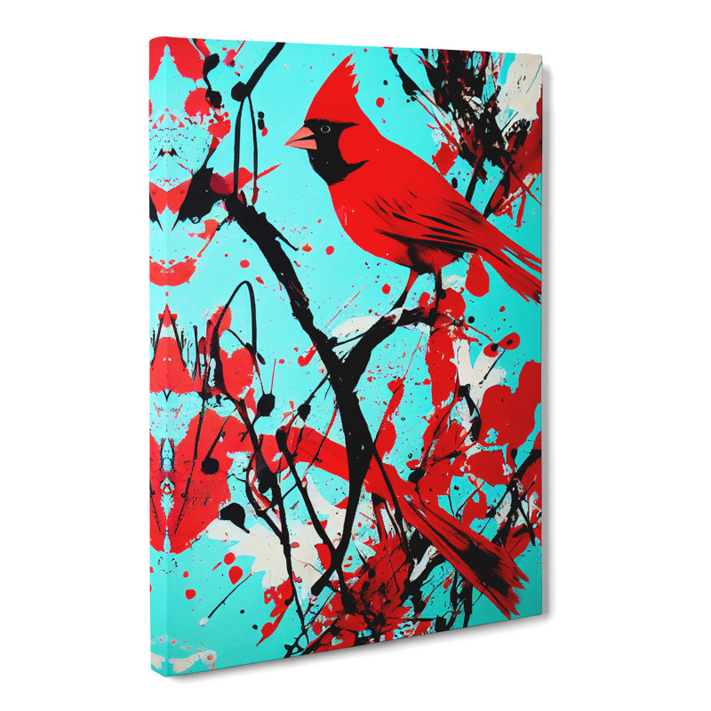 CAN-V0523-359X Cardinal Bird Splatter - Wrapped Canvas Print, 50cm H x 35cm W x 3cm D