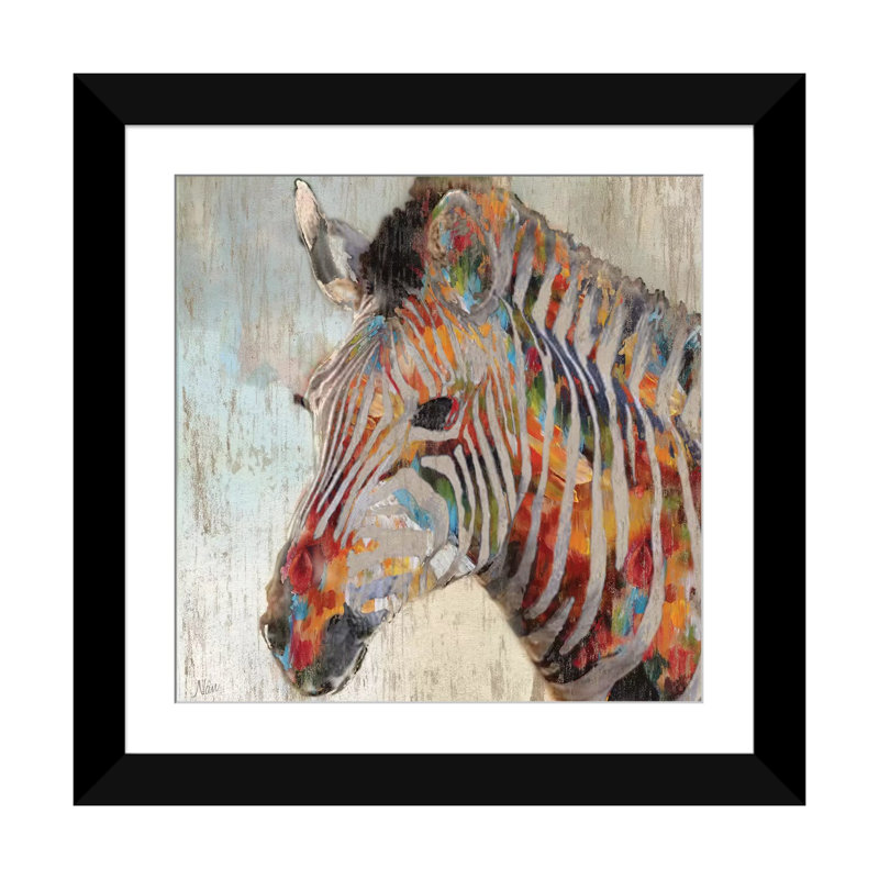 «Paint Splash Zebra» par Nan - Reproduction d'art graphique sur toile, H 24 po x l 24 po x P 1 po, Cadre noir