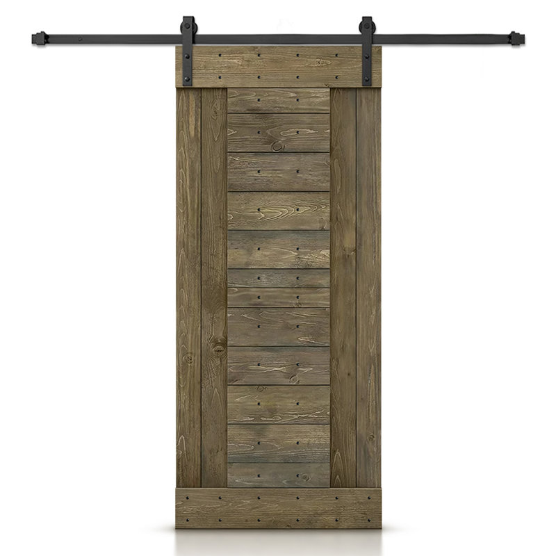 Porte de grange lambrissée peinte en bois et en métal avec trousse de quincaillerie d'installation, H 84 po x l 24 po