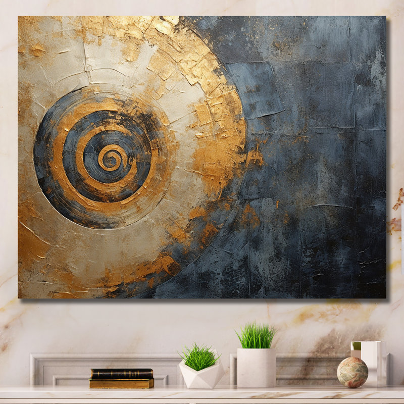 Golden Twilight Spiral III sur toile, Cadre photo noir, 16" H x 32" W