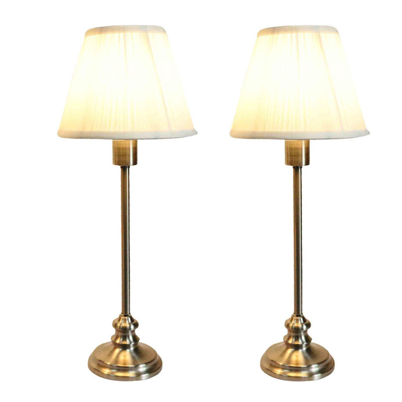 Uecker Metal Buffet Lamp, Brushed Nickel, White