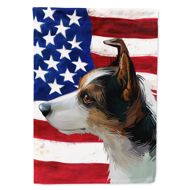 Polyester à 2 côtés 28 x 40 po drapeau maison, Fox terrier miniature