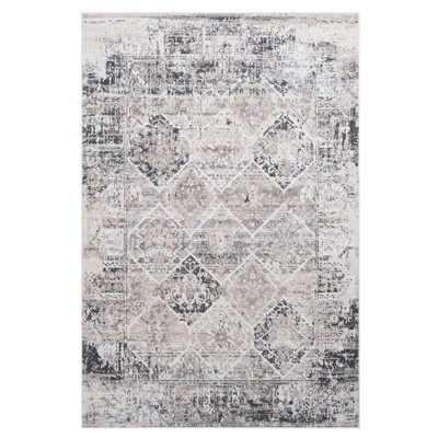 8X10 Area Rug Loom & , Cream/Anthracite Color, Non-Shedding And Stain , For Living Room, Bedroom, Study Non-Shedding, Suits Dining Room