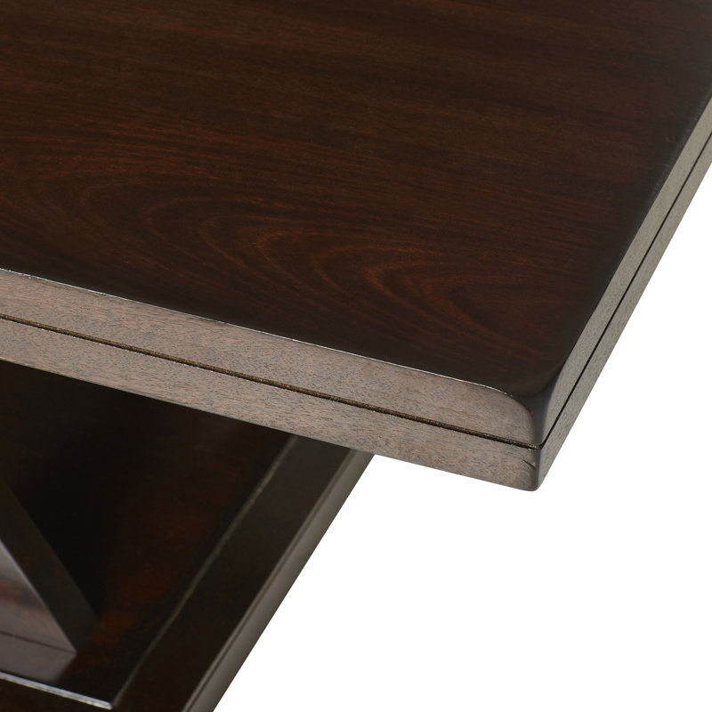 Almeta Cross Legs Coffee Table, Dark Cherry