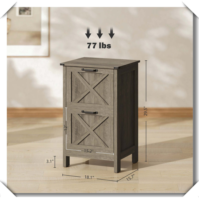 Classeur à 2 tiroirs avec rangement stable et anti-basculement, Gris