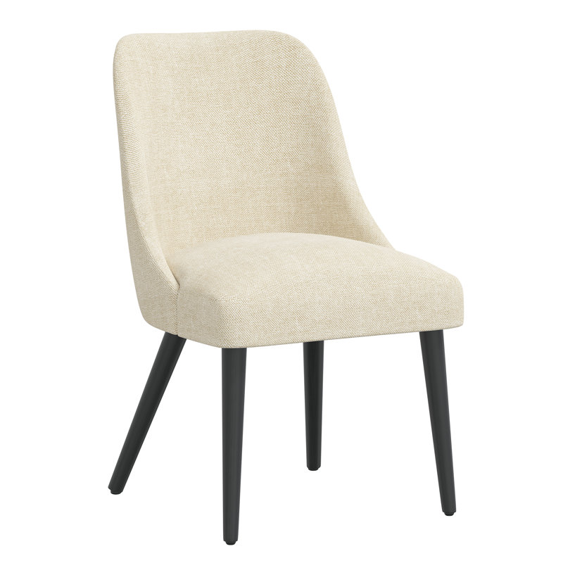 Chaise en bois massif Lozelle, Bois noir, Toile Milsap