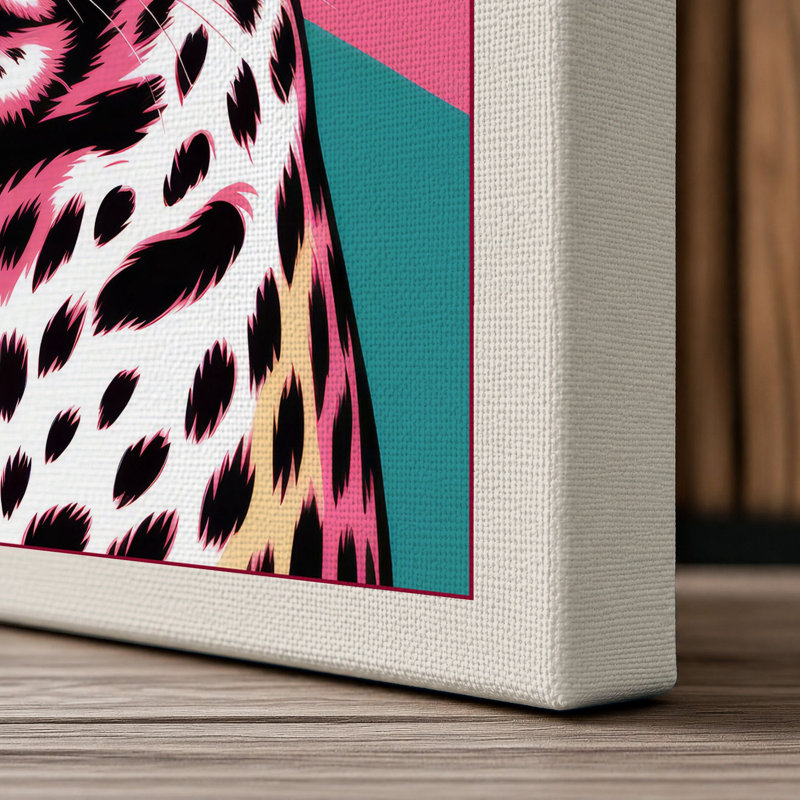 Pop Leopard Modern - Wrapped Canvas, 18x12 - 45.7 x 30.5 cm, Cream Border