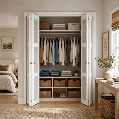  3-Lite Frosted Glass Bifold Door, Solid Manufactured Wood Bifold Closet Door, Interior Folding Door with Hardware Kit for Closet, Pantry, Bathroom, Laundry Room 72"x80"