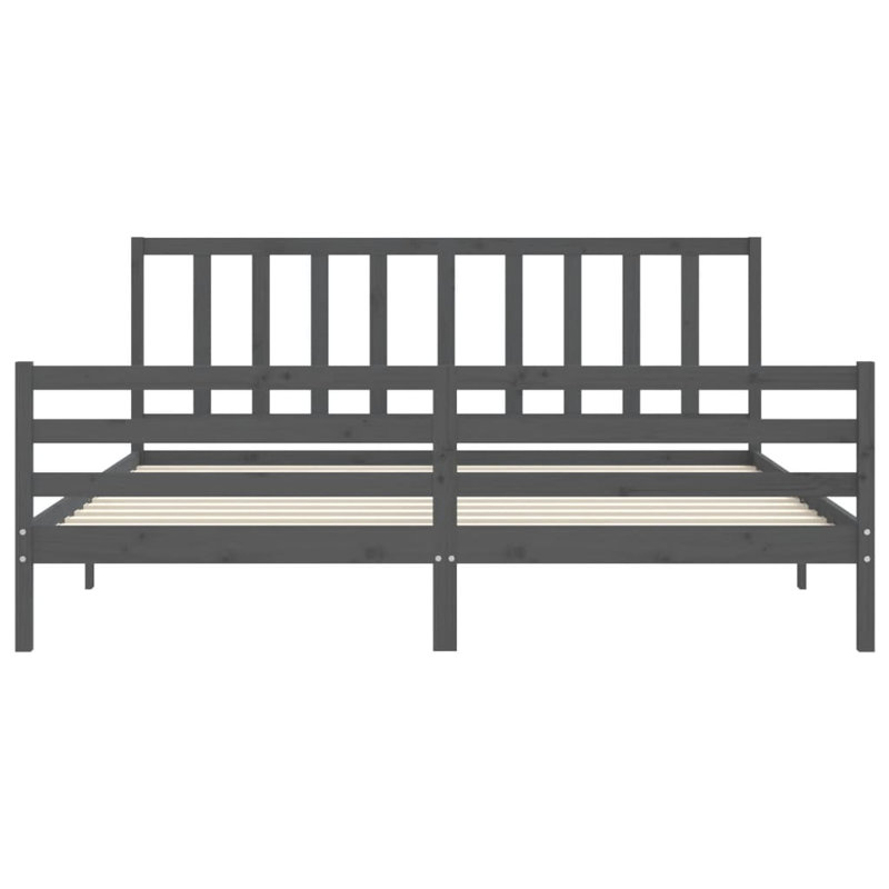 Shawny Solid Wood Bed, 200 x 200cm, Grey