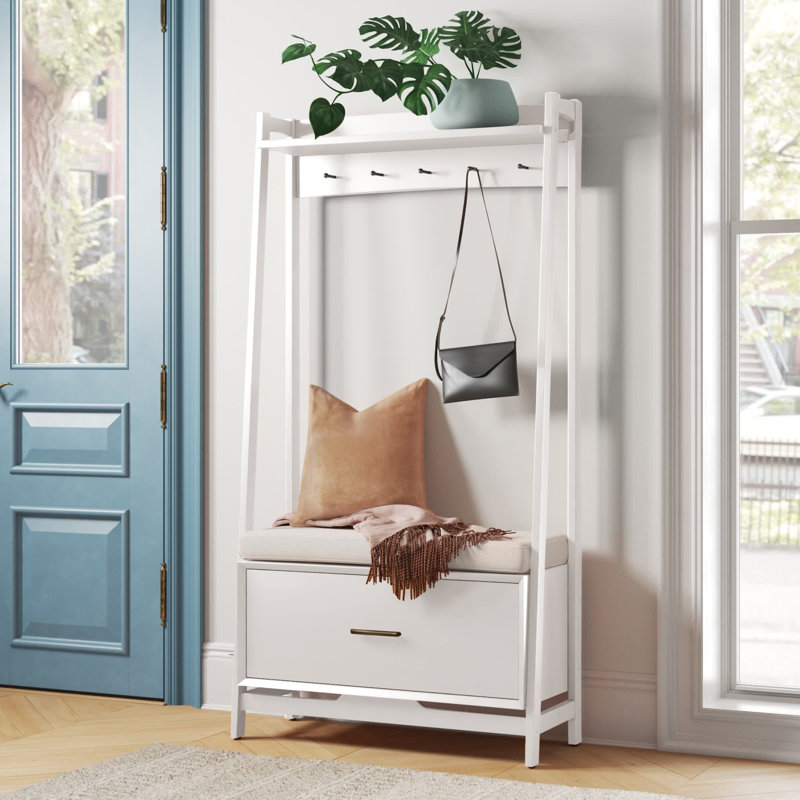 Portemanteau avec banc Union City, Blanc