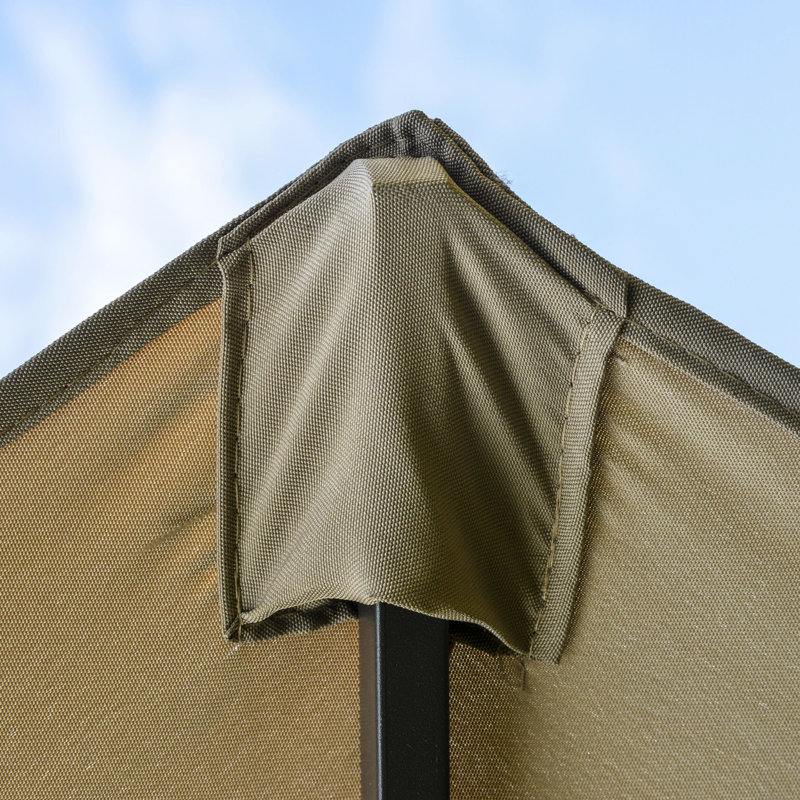 Parasol de terrasse de 15 pi, acier rectangulaire, pare-soleil double face, manivelle sans effort, acier rectangulaire café, protection, manivelle simple,