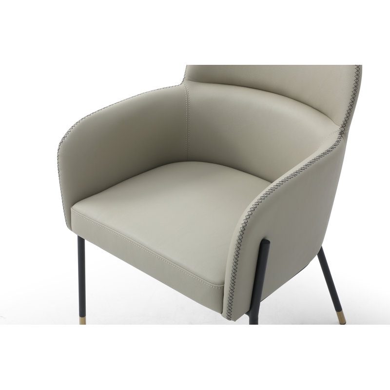 Fauteuil capitonné en acier, Gris clair