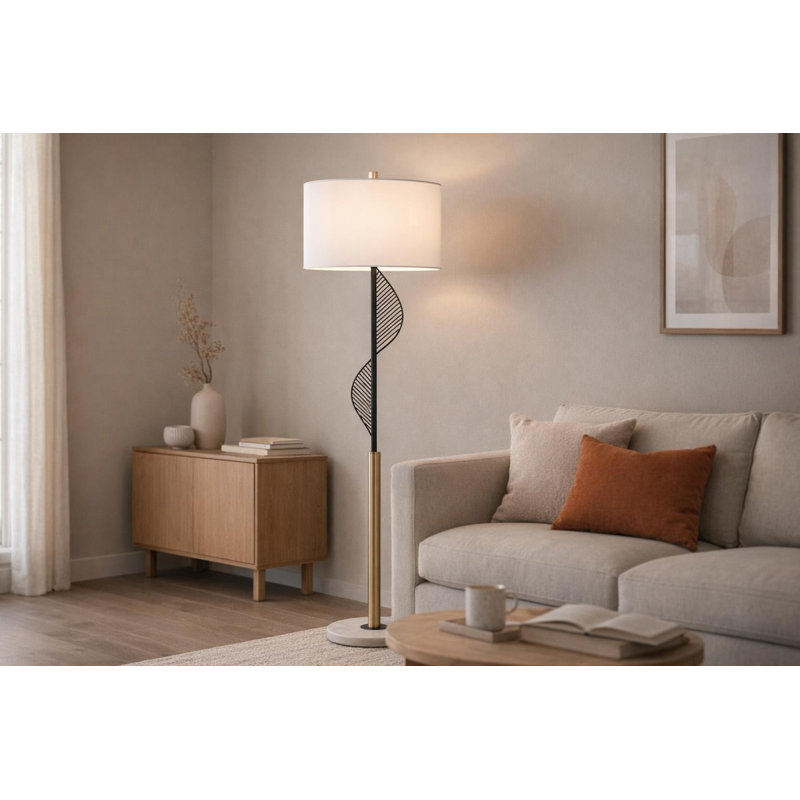 Lampe sur pied en métal et marbre Spiral Radiance I - 64 po x 16 po