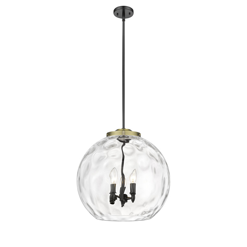 Luminaire suspendu sphère 3 lumières 3 lumières, H 19,5 po x l 17,88 po x P 17,88 po, Laiton antique noir