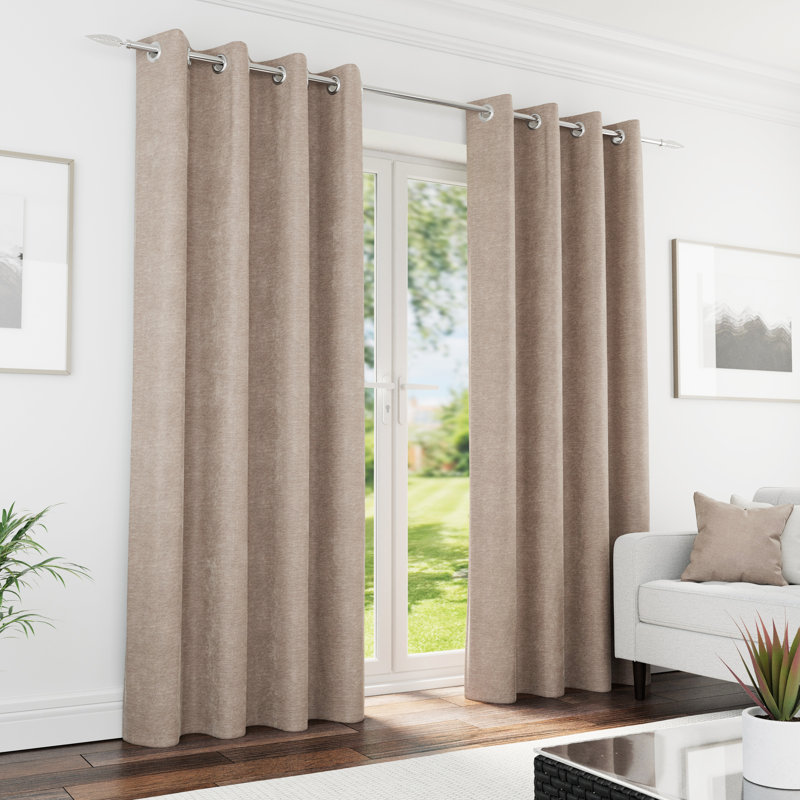 Blackout Curtain Panel Pair, Brown, 168cm Width x 183cm Drop