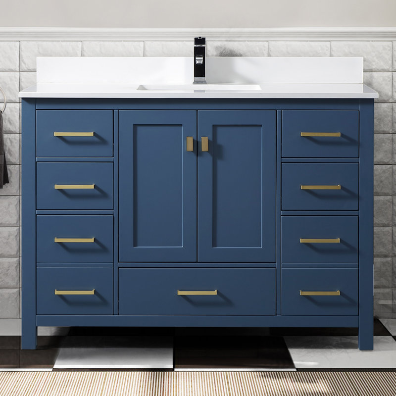 Ensemble de meuble-lavabo simple 49 po Mccaslin, Bleu