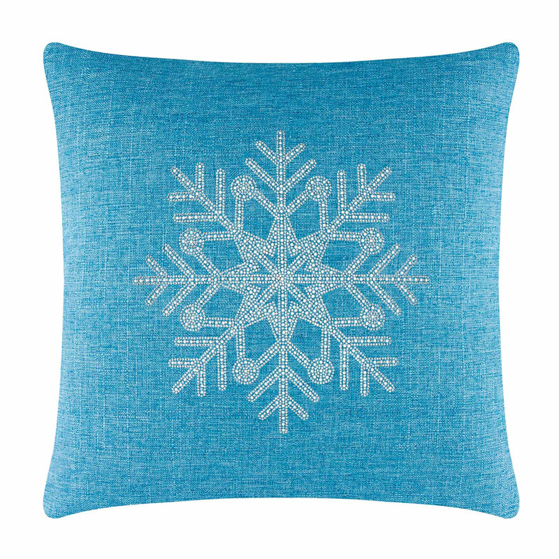 Coussin Sparkles Home | Motif strass | Faux perles | Rempli de plumes | Tailles personnalisées, Bleu, 20 po x 20 po