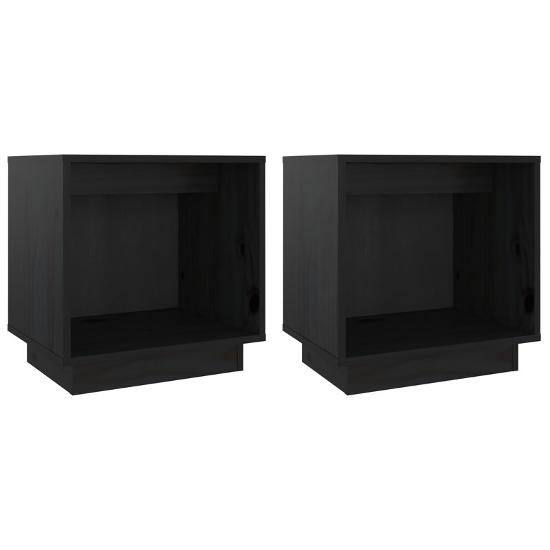 Gela 40cm W Solid Wood Bedside Table, Black