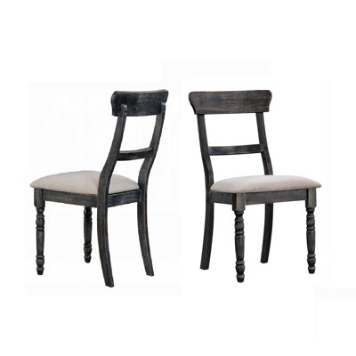 Rustic Style Dining Side Chairs Set Of 2Pcs Upholstered Seat Wooden Dining Furniture