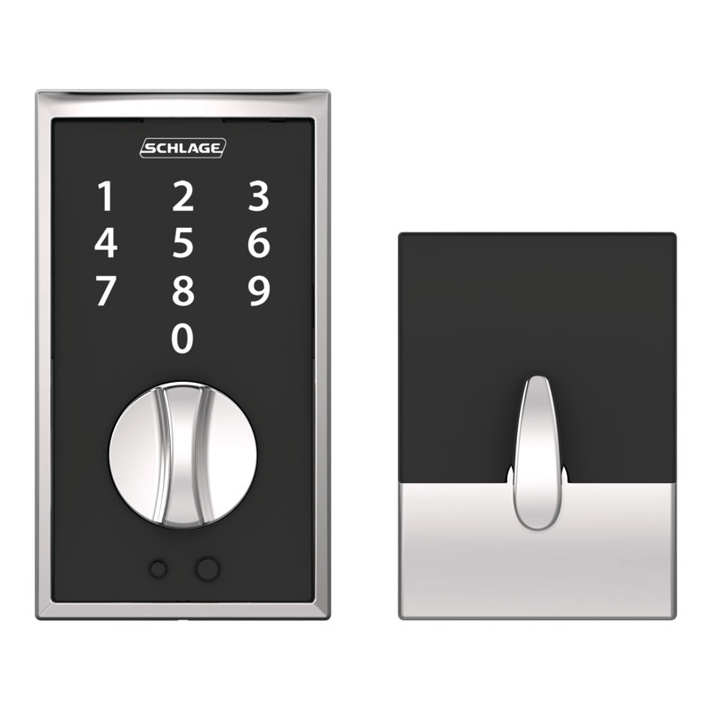 Schlage Touch Keyless Touchscreen Deadbolt with Century Trim, Bright Chrome