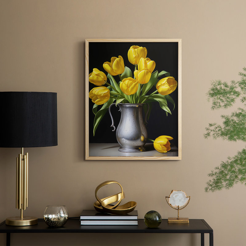 Reproduction encadrée FLORAL Series DCCXCV - bois massif, Naturel, H 15 po x l 12 po