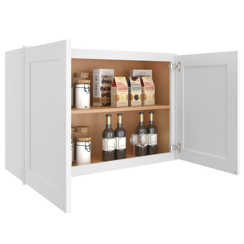 Meuble mural standard HOMEIBRO Cozy Design, 91,4 cm (L) x 30,5 cm (P) x 61 cm (H), en contreplaqué blanc Shaker, prêt à assembler