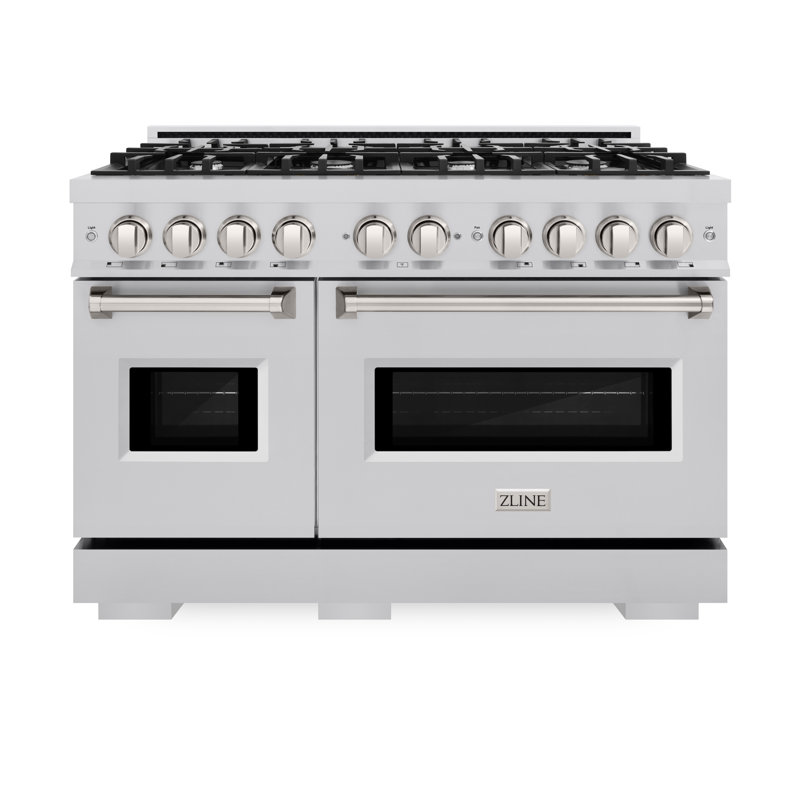 ZLINE 48" Stainless Steel Dual Fuel Range with 8 Burners and Griddle