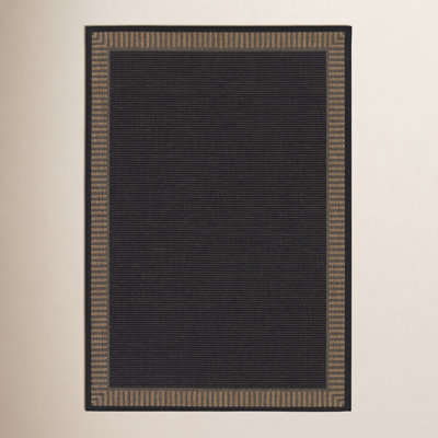 Sania Solid Black Cocoa Brown Flatwoven Indoor Outdoor Area Rug