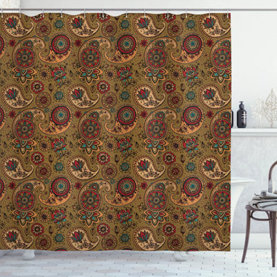 Nickole Paisley Shower Curtain with Hooks Included