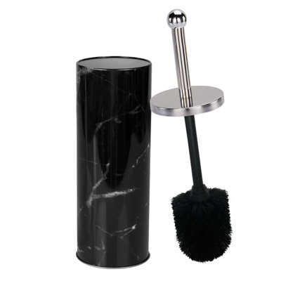 Brosse et support pour cuvette de toilette en marbre Zahari Home, noir, métal