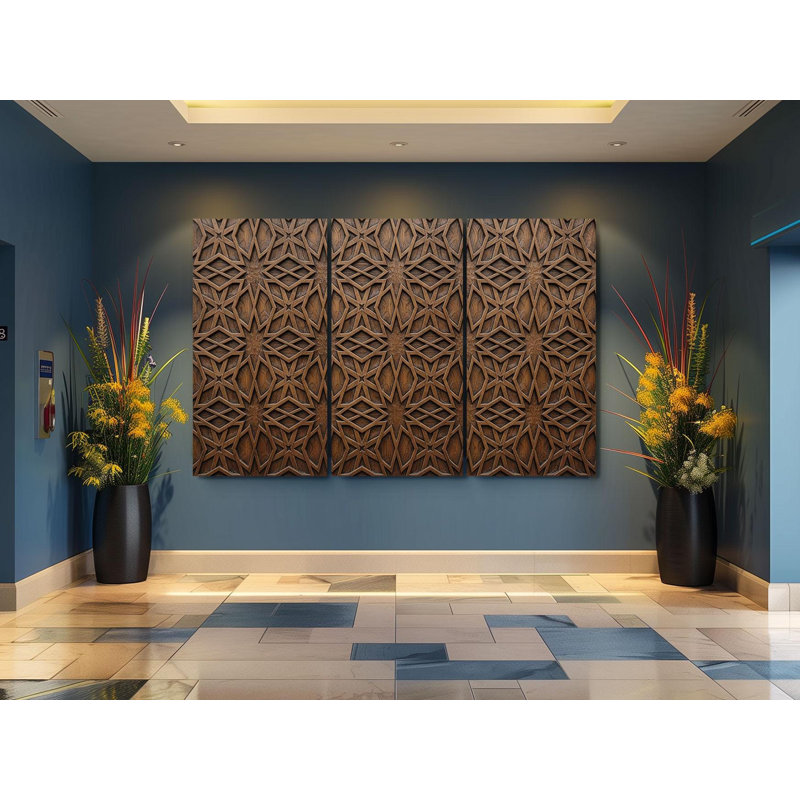 Reproduction d'art sur bois à motif géométrique complexe, impression abstraite sur toile, motif abstrait, décoration de chambre à coucher