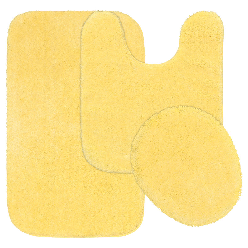 Mccluney 3 Piece Ultra Soft Bath Rug Set with Non-Slip Backing, Rubber Ducky Yellow