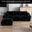 Canapé modulaire Black Cloud 108 po avec méridienne en L, siège profond modulaire en velours côtelé, conception interchangeable-484654800