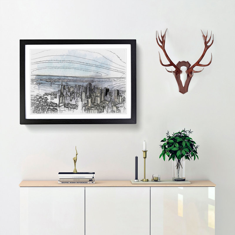 View of San Francisco in Abstract - Picture Frame Graphic Art Print, Black, 40cm H x 60cm W x 2cm D
