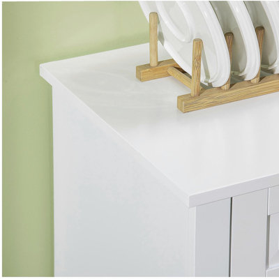 Table d'appoint / armoire de salle à manger HOMcom, armoires de cuisine modernes, avec 2 tiroirs et tablettes réglables, café, blanc