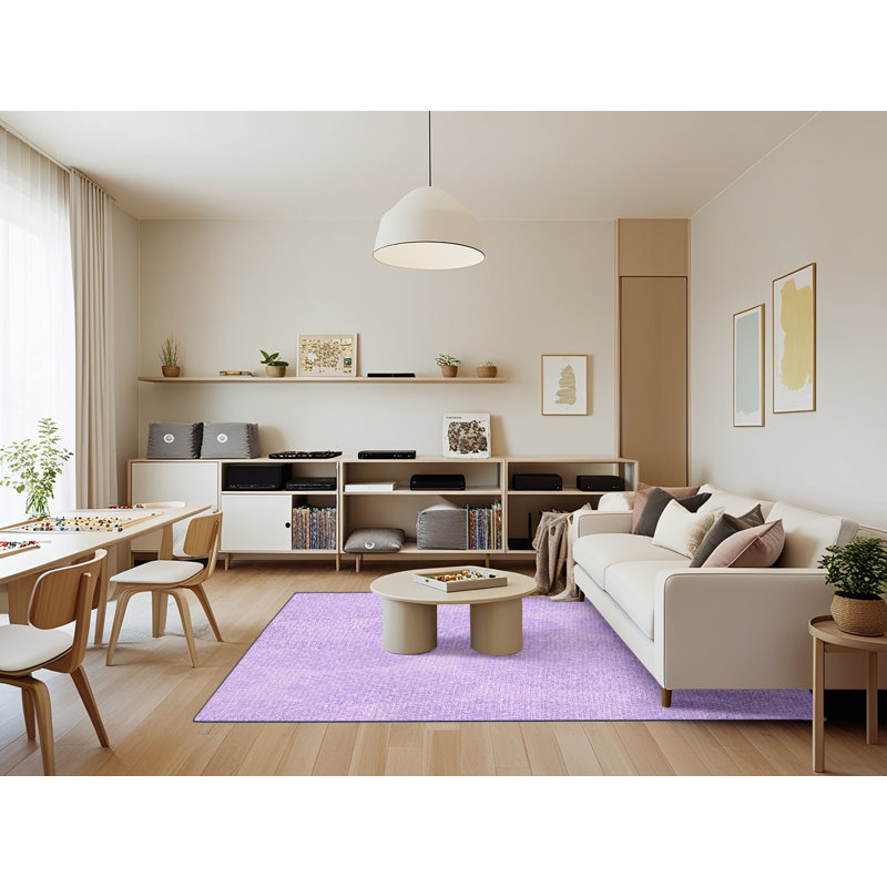Tapis floral en laine mauve, Rectangle 7 pi x 9 pi