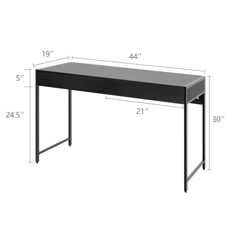 Bureau d'ordinateur avec tiroirs Stonesby, Noir