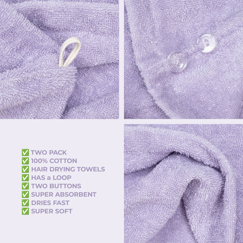 Serviettes 100% coton, longs poils bouclés, Lilas