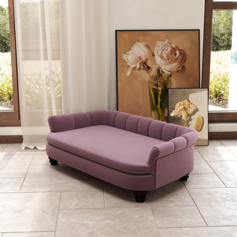 Lit tapissier pour animal de compagnie en velours, Mauve