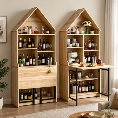 Folding Craft Desk with Storage Shelves, Convertible Hideaway Desk to Bookshelf for Small Spaces