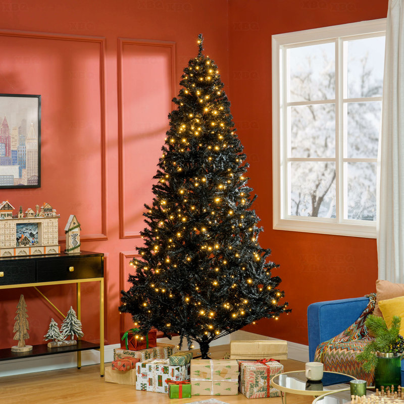 Sapin de Noël artificiel 7,5 pi préinstallé Douglas, branches réalistes, 500 lumières DEL blanc chaud, 1346 pointes de branches