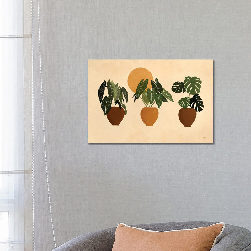 « Houseplants II » par Bria Nicole-impression d’art graphique, H 26 po x l 40 po x 1,5 po, Toile tendue, Pas de tapis