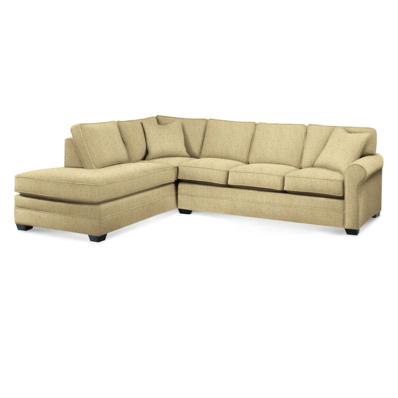 Bedford Upholstered Sectional, Beige Sugar Performance; 0863-93, Left Hand Facing, Black Finish