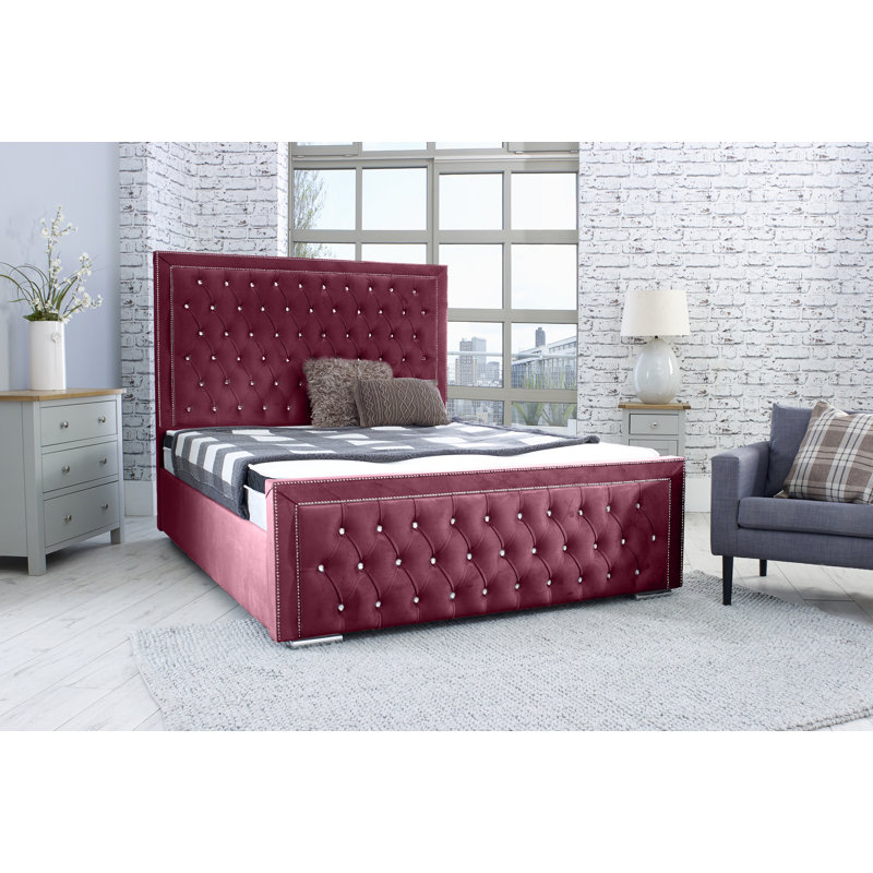 Joseline Upholstered Bed, Single (3'), Maroon