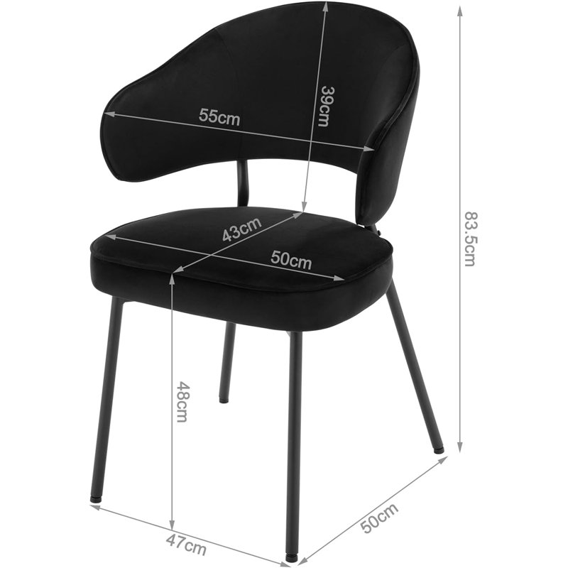 Ludvik 48cm H Velvet Upholstered Upholstered Back Armchair, 1, Black